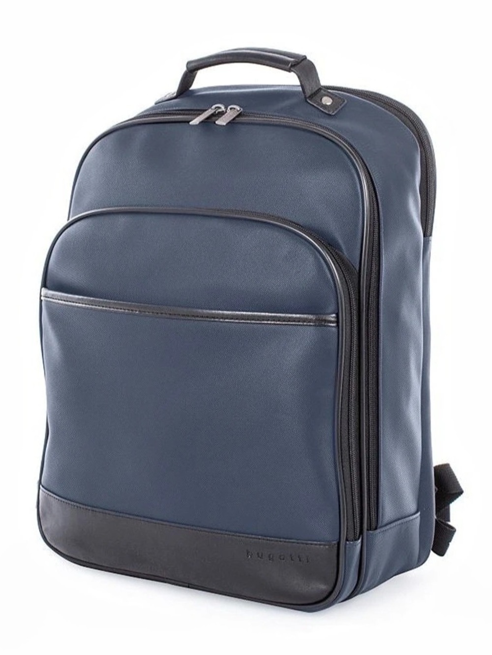 Bugatti Blue Twill and Vegan Leather 15.6 Laptop Backpack